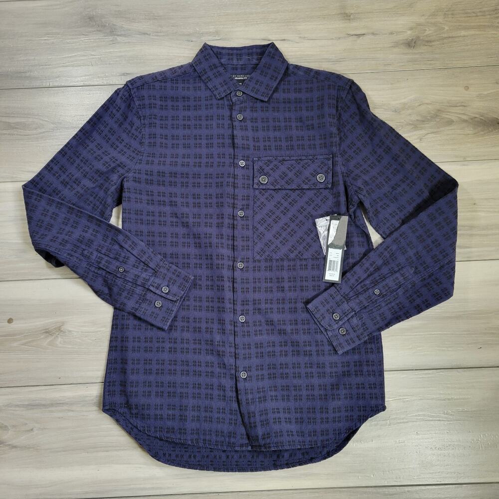 Marc By Marc Jacobs Shirt Men's XS Ink Blue Button Up Long Sleeve Cotton New